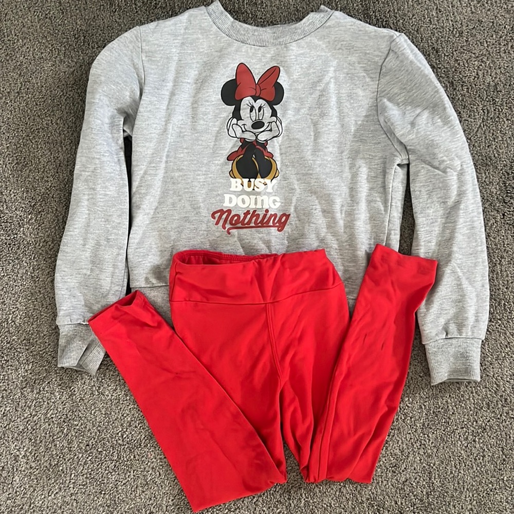 Disney Sweatshirt Sz Small & Red Buttery-Soft Lularoe Leggings Sz 4T
